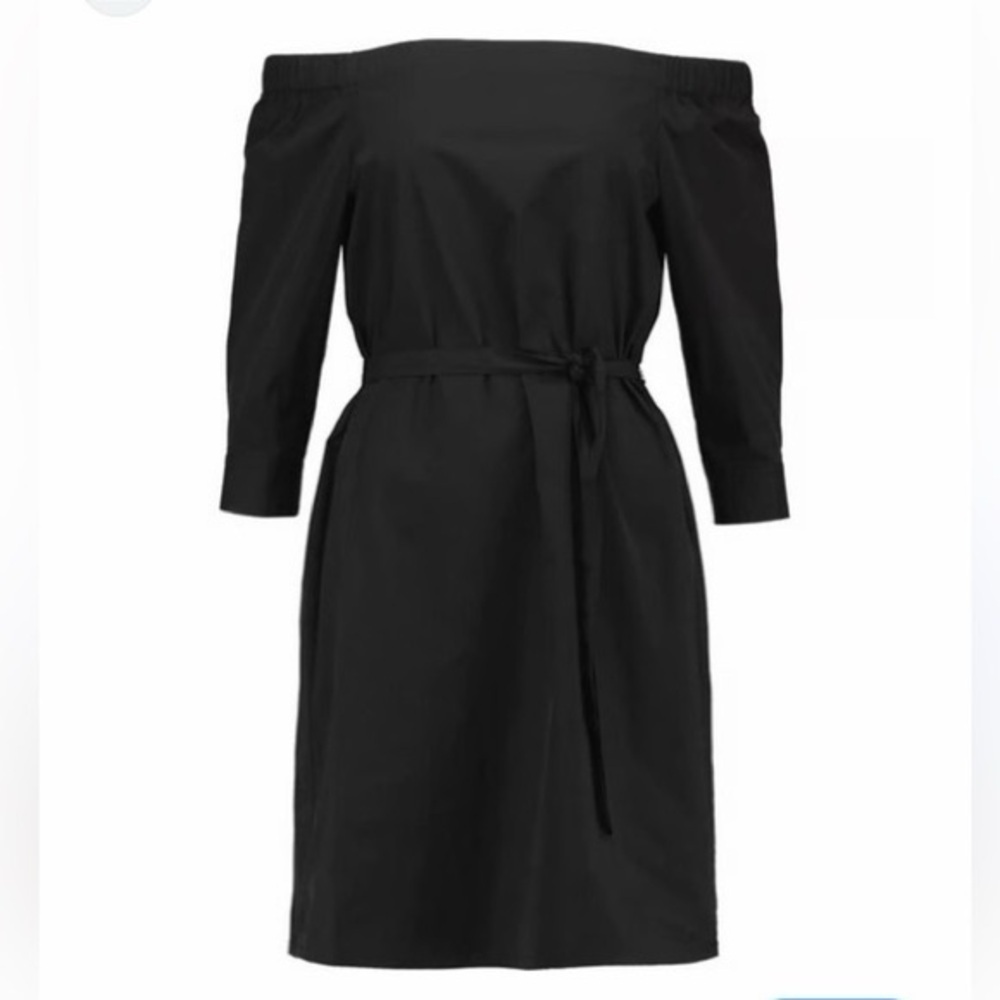 Black Theory Off the Shoulder Poplin Dress Belt Size 6 Small